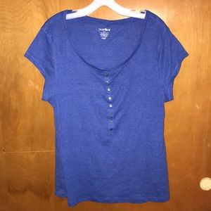 Old navy blue button-down T-shirt